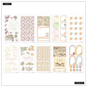 Seasonal Sidewalks Big sticker sheets with florals, café scenes and citrus designs