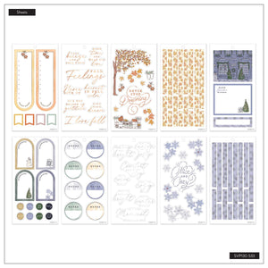 Seasonal Sidewalks Big sticker sheets with seasonal arches, labels, florals and snowflakes