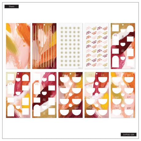 Abstract Autumn sticker sheets with warm abstract designs and planning labels