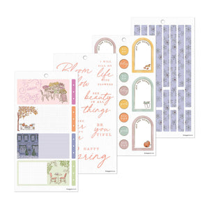 Seasonal Sidewalks sticker sheets with pastel scenes, boxes, labels and quotes