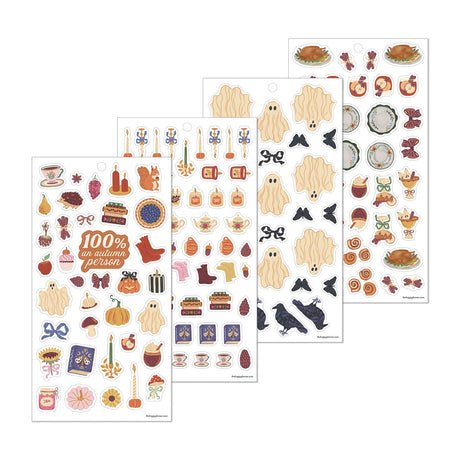 Favorite Season sticker sheets with autumn sayings, warm drinks, ghosts, bats and decorative labels