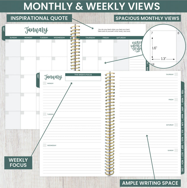 Undated Eucalyptus Weekly Monthly Planner - Bloom Daily Planners