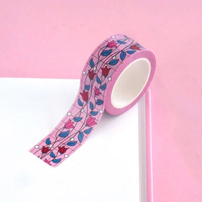 Secret Admirer Washi Tape with floral pattern on a pink background