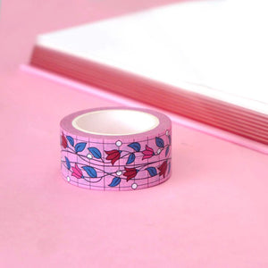 Decorative tape with floral pattern on a pink background