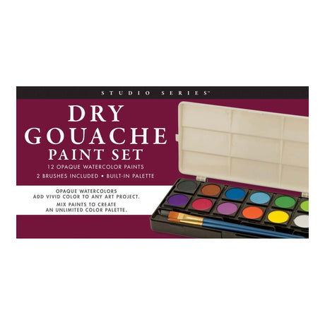Dry Gouache Paint Set - 12 Opaque Watercolour Paints