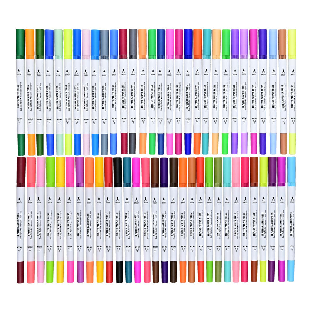 Dual-Tip Colouring Markers - 60 Colours | Peter Pauper Press
