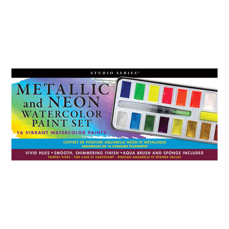 Metallic & Neon Watercolour Paint Set - 18 Colours