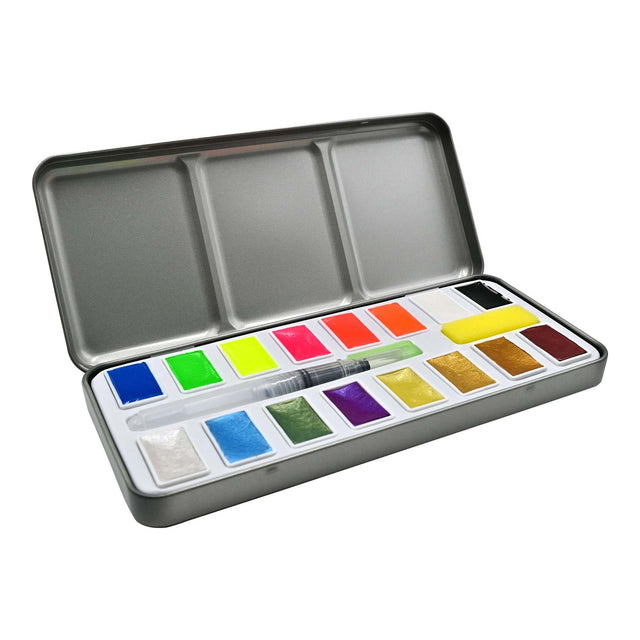 Metallic & Neon Watercolour Paint Set - 18 Colours