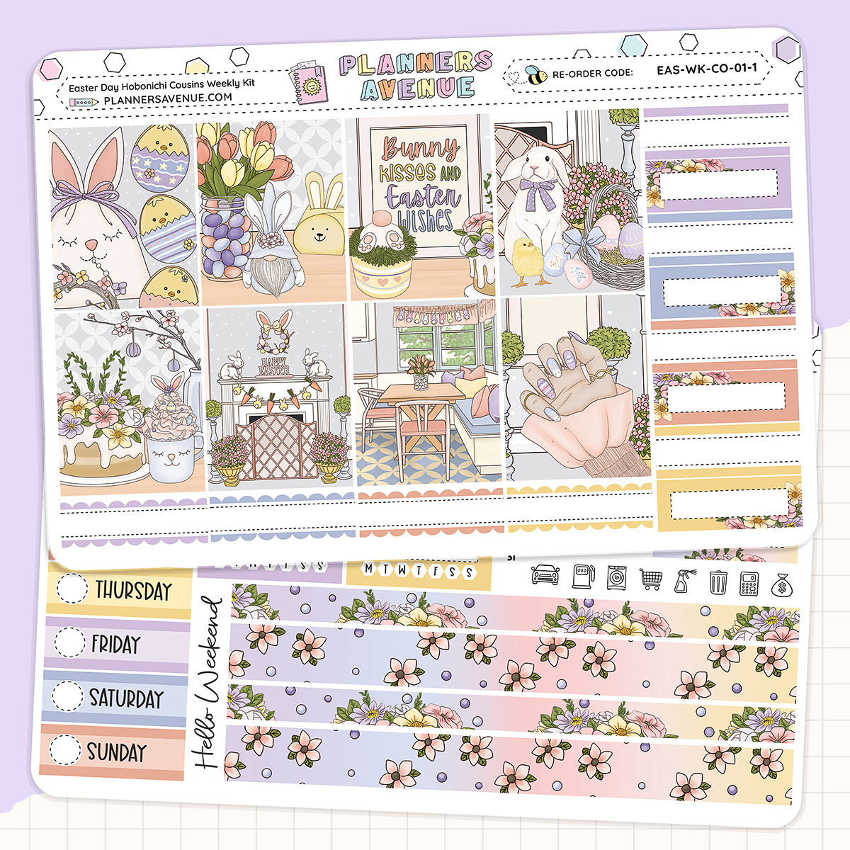 Easter Day Hobonichi Cousins Weekly Sticker Foiled Kit