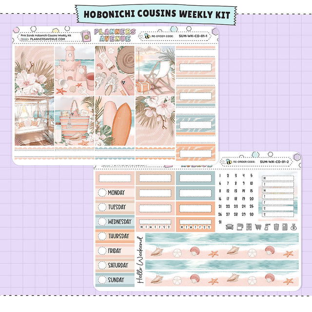 Pink Sands Hobonichi Cousins Weekly Sticker Kit