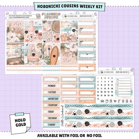 Pink Sands Hobonichi Cousins Foiled Weekly Sticker Kit