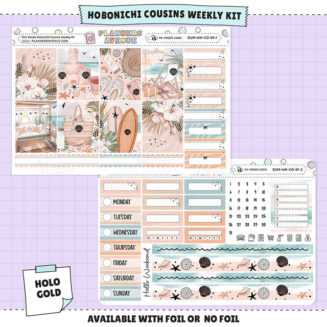 Pink Sands Hobonichi Cousins Foiled Weekly Sticker Kit