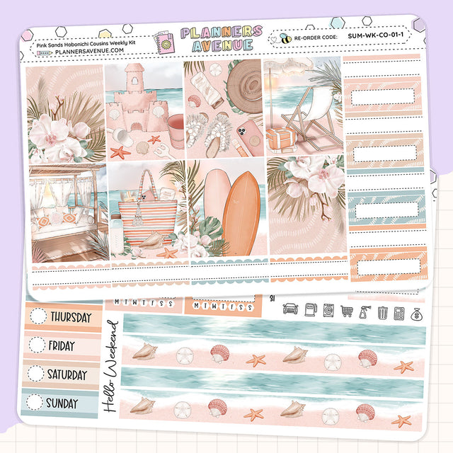 Pink Sands Hobonichi Cousins Weekly Sticker Foiled Kit (HOLO GOLD FOIL)