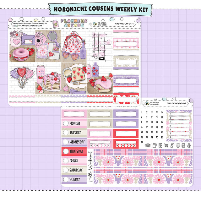 Berry Sweet Hobonichi Cousins Weekly Sticker Foiled Kit (PURPLE FOIL)