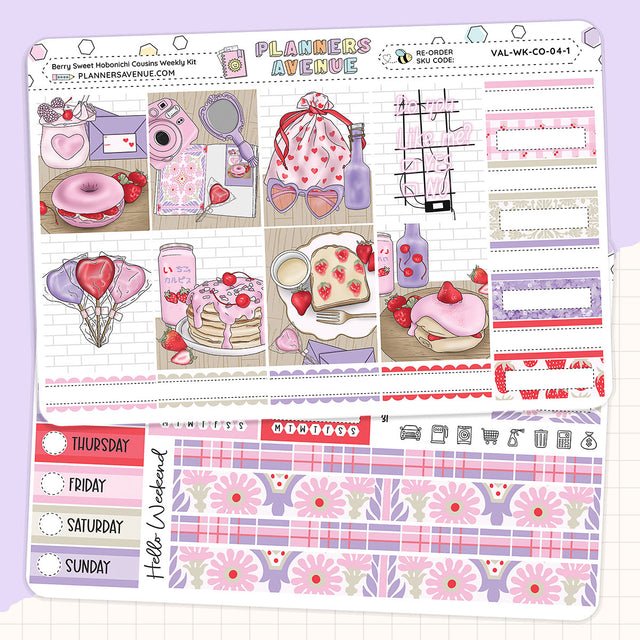 Berry Sweet Hobonichi Cousins Weekly Sticker Foiled Kit (PURPLE FOIL)