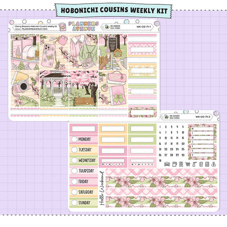 Cherry Blossoms Hobonichi Cousins Weekly Sticker Foiled Kit (GOLD FOIL)