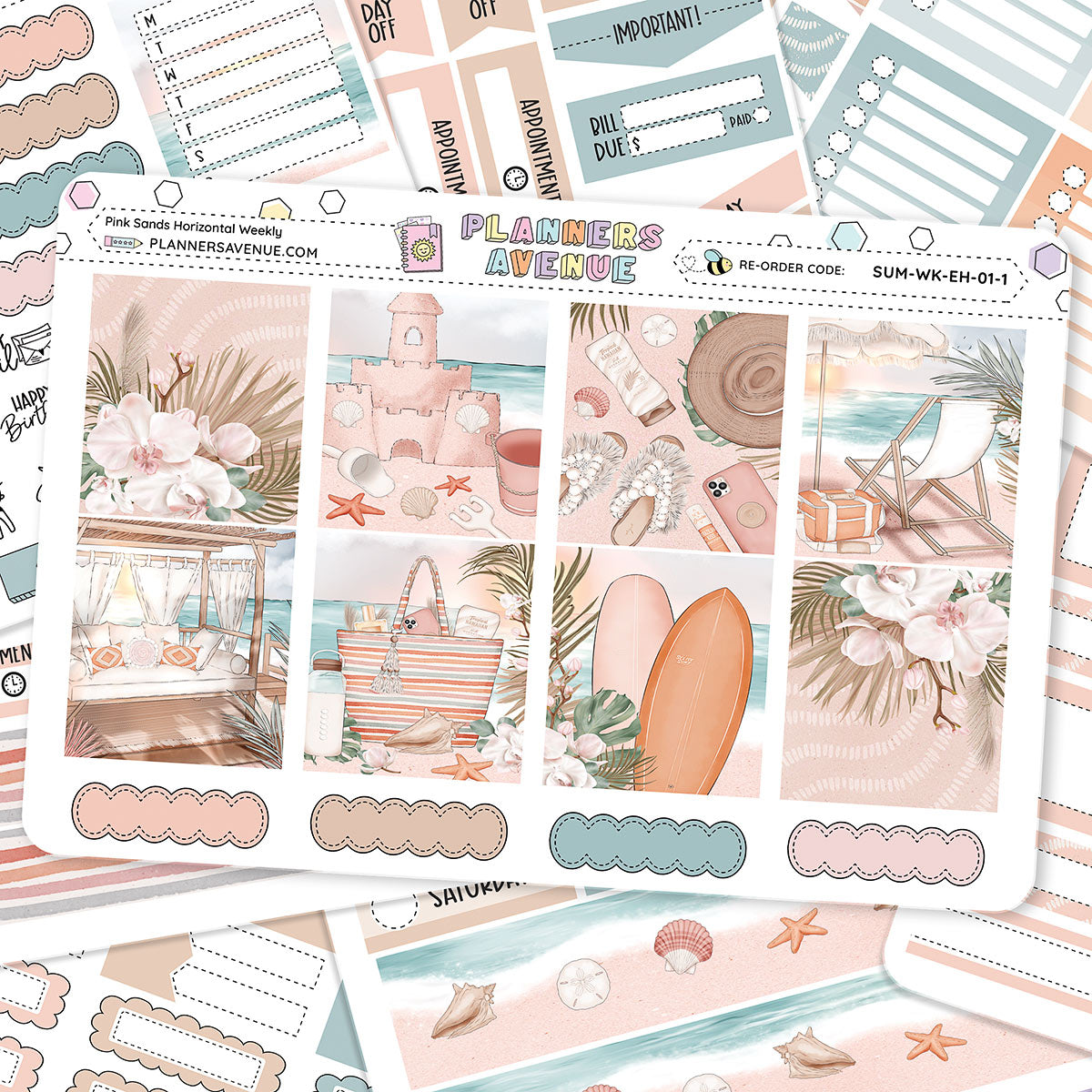 Pink Sands Horizontal Weekly Sticker Foiled Kit
