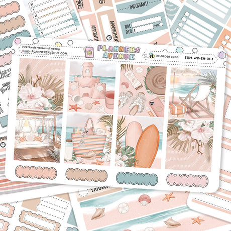 Pink Sands Horizontal Weekly Sticker Foiled Kit (HOLO GOLD FOIL)