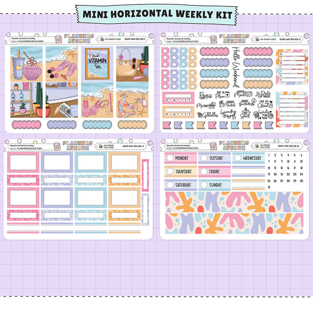 Seaside Horizontal Weekly Sticker Foiled Kit (HOLO SILVER FOIL)