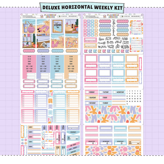 Seaside Horizontal Weekly Sticker Foiled Kit (HOLO SILVER FOIL)