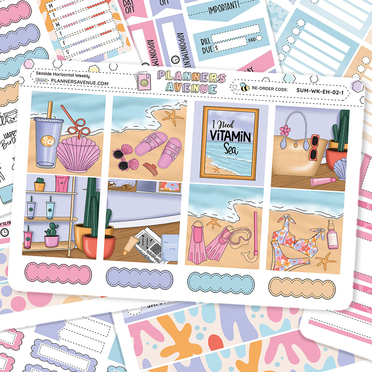 Seaside Horizontal Weekly Sticker Foiled Kit