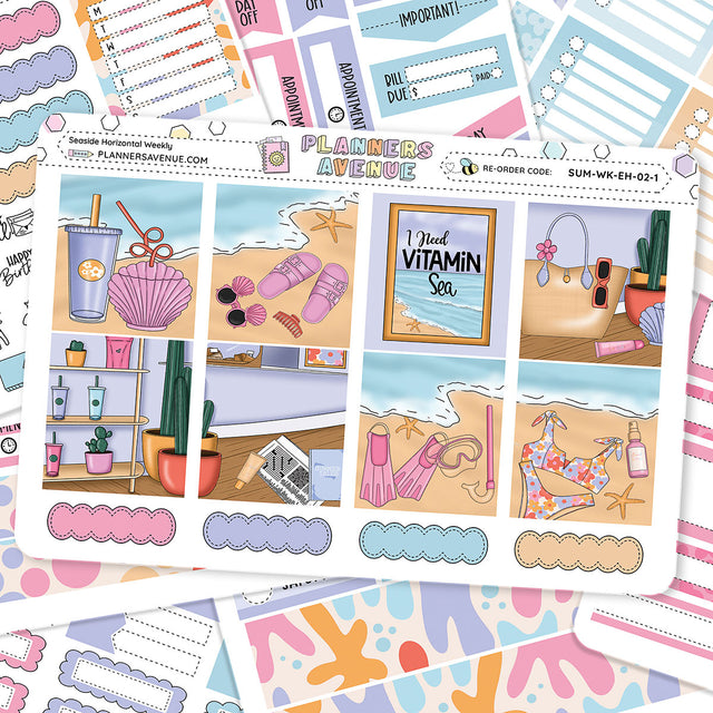 Seaside Horizontal Weekly Sticker Foiled Kit (HOLO SILVER FOIL)