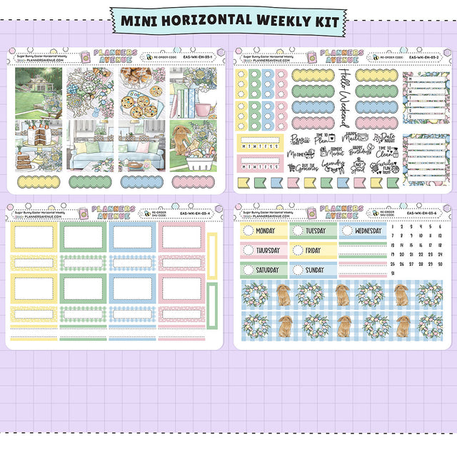 Sugar Bunny Horizontal Weekly Sticker Foiled Kit (HOLO SILVER FOIL)