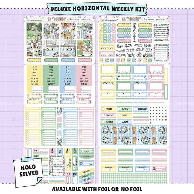 Sugar Bunny Horizontal Weekly Sticker Foiled Kit (HOLO SILVER FOIL)