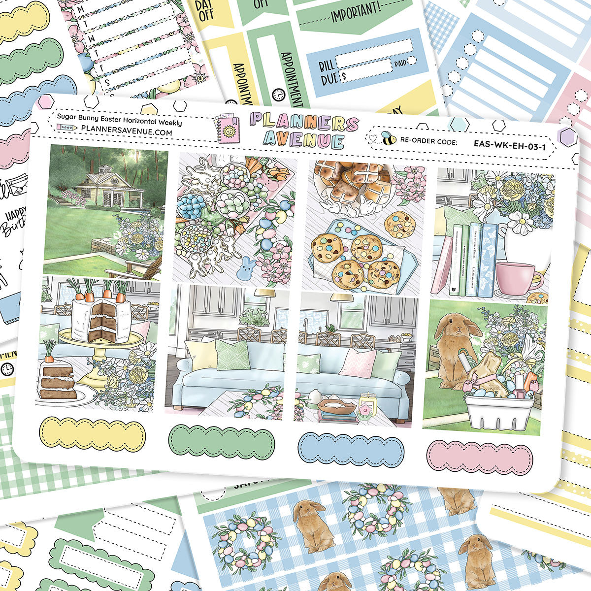Sugar Bunny Horizontal Weekly Sticker Foiled Kit