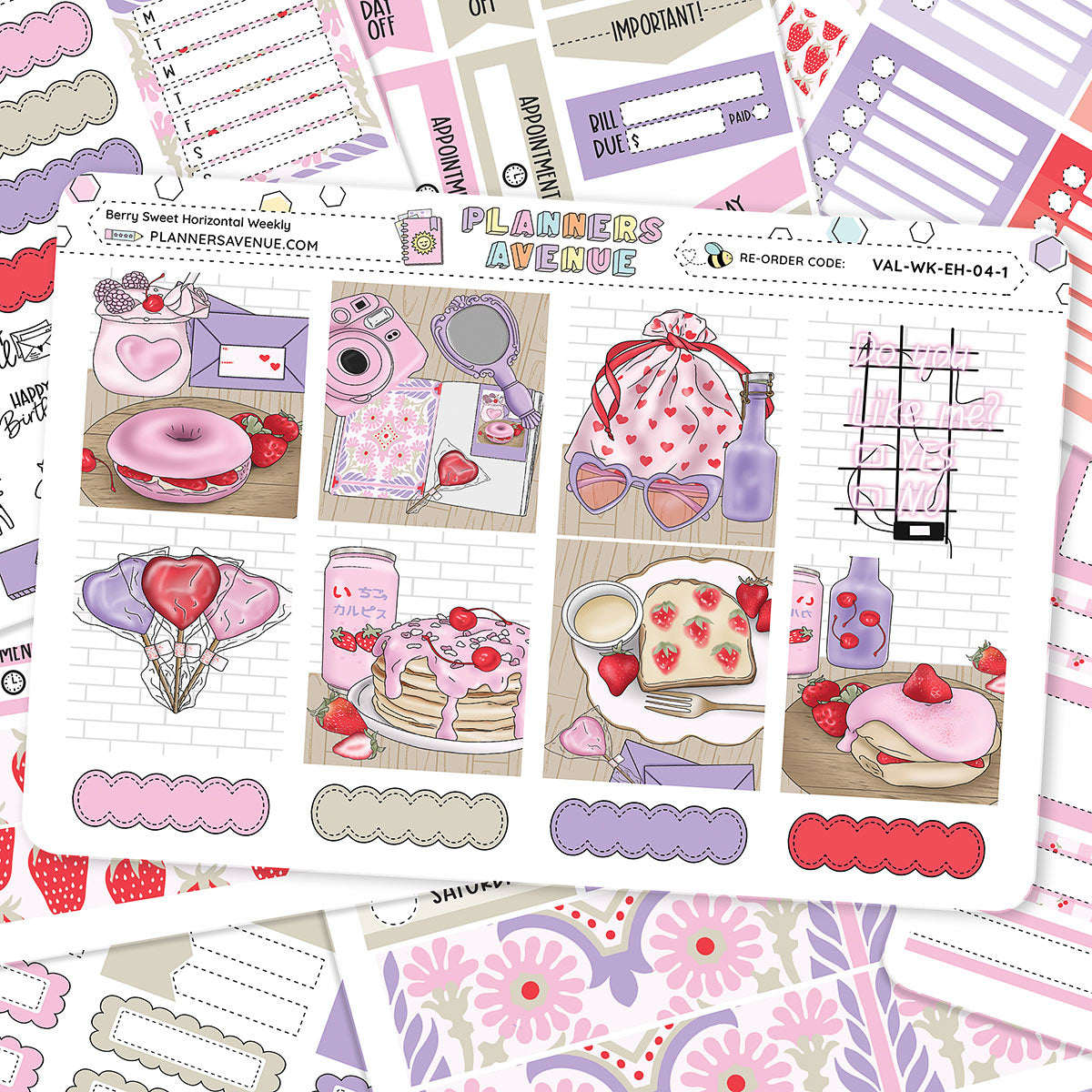 Berry Sweet Horizontal Weekly Sticker Foiled Kit