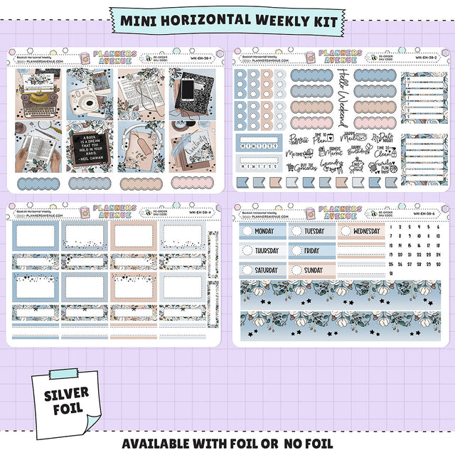 Bookish Horizontal Weekly Sticker Foiled Kit (SILVER FOIL)