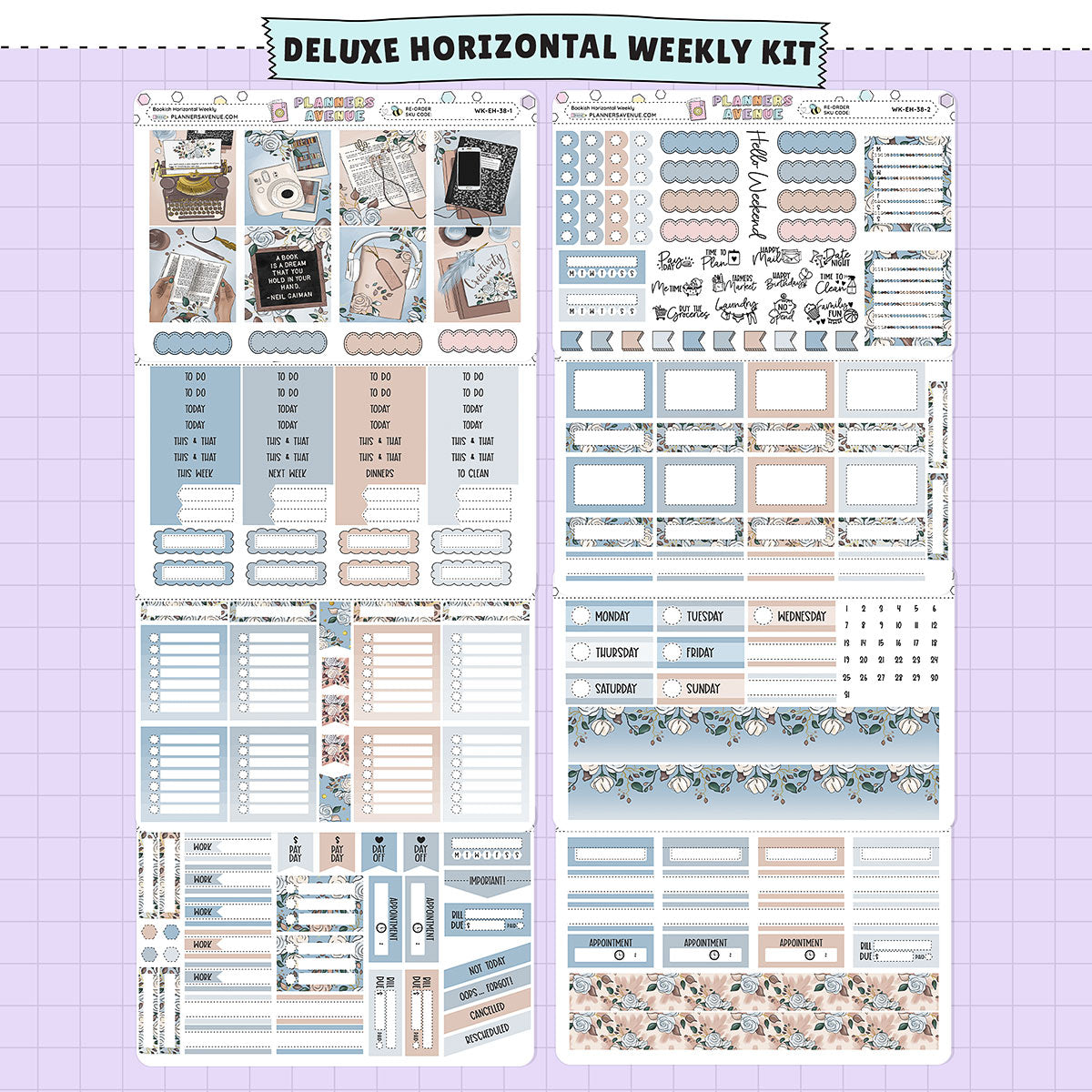 Bookish Horizontal Weekly Sticker Foiled Kit (SILVER FOIL)