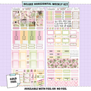 Cherry Blossoms Horizontal Weekly Sticker Foiled Kit (GOLD FOIL)
