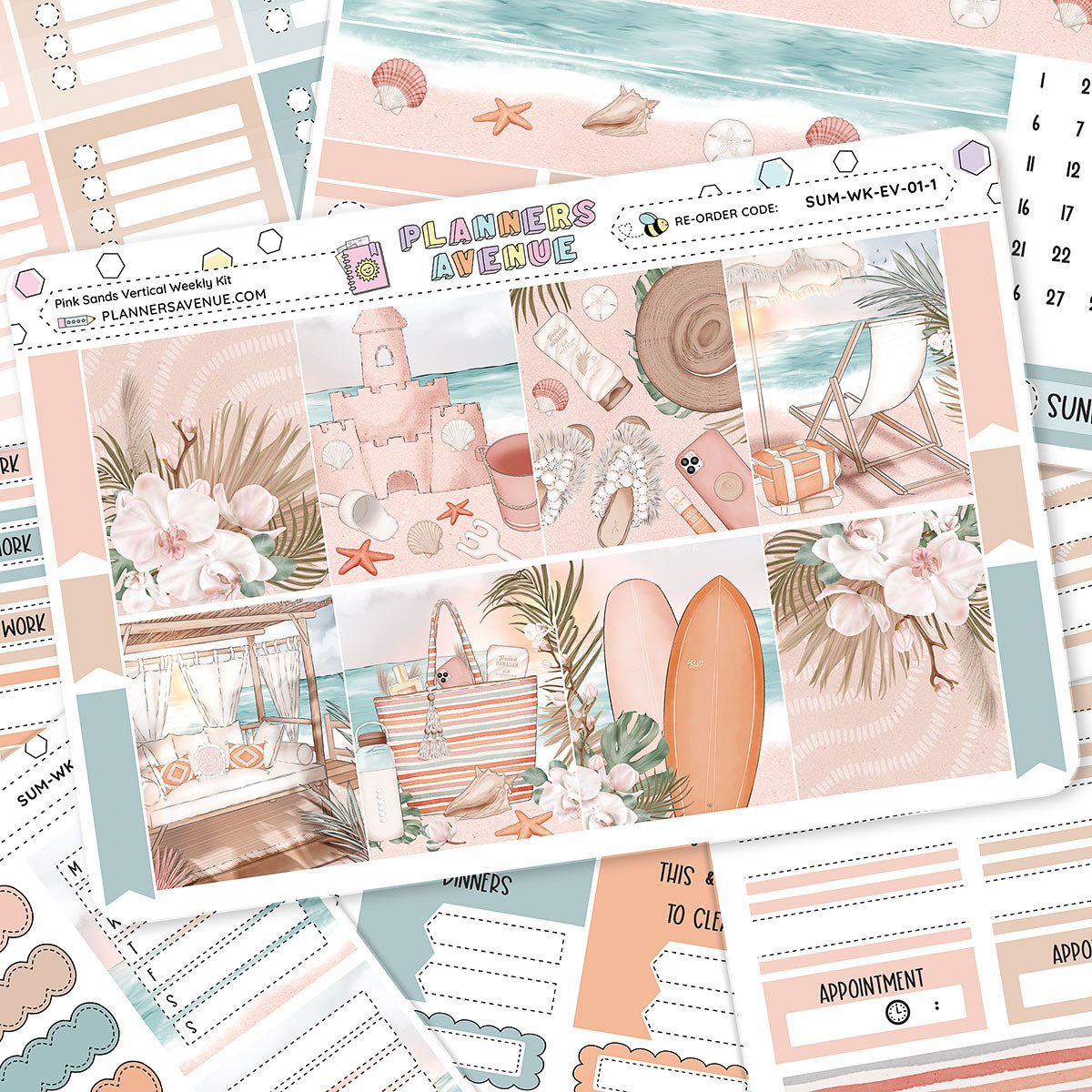 Pink Sands Vertical Weekly Sticker Foiled Kit