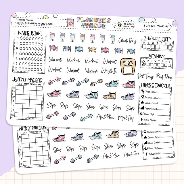 Seaside Fitness Planner Stickers