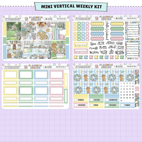 Sugar Bunny Vertical Weekly Sticker Foiled Kit (HOLO SILVER FOIL)