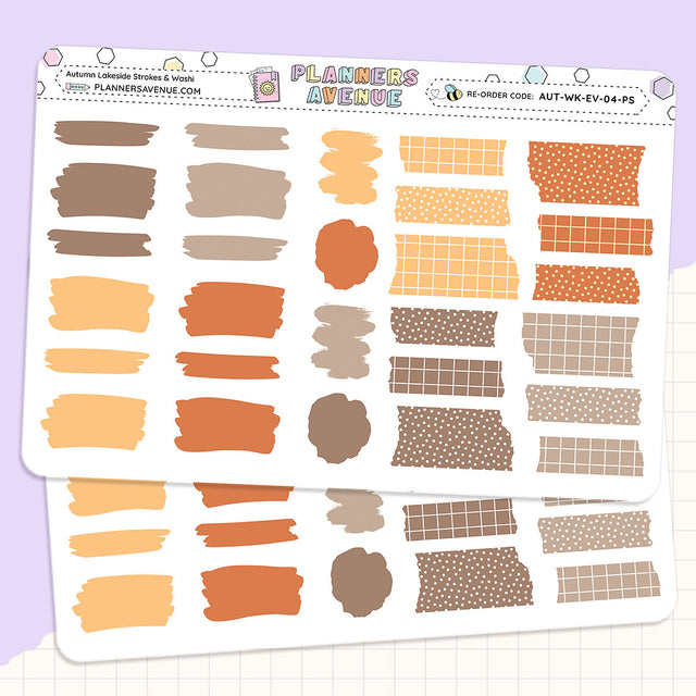 Autumn Lake Brush Stroke + Torn Washi Strips Stickers