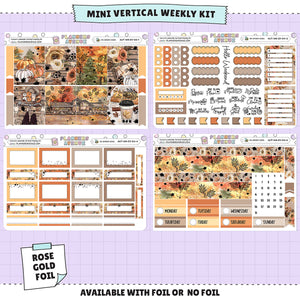 Autumn Lake Vertical Weekly Sticker Foiled Kit (ROSE GOLD FOIL)