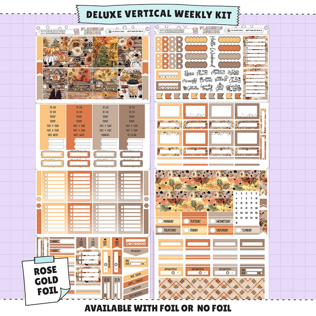 Autumn Lake Vertical Weekly Sticker Foiled Kit (ROSE GOLD FOIL)