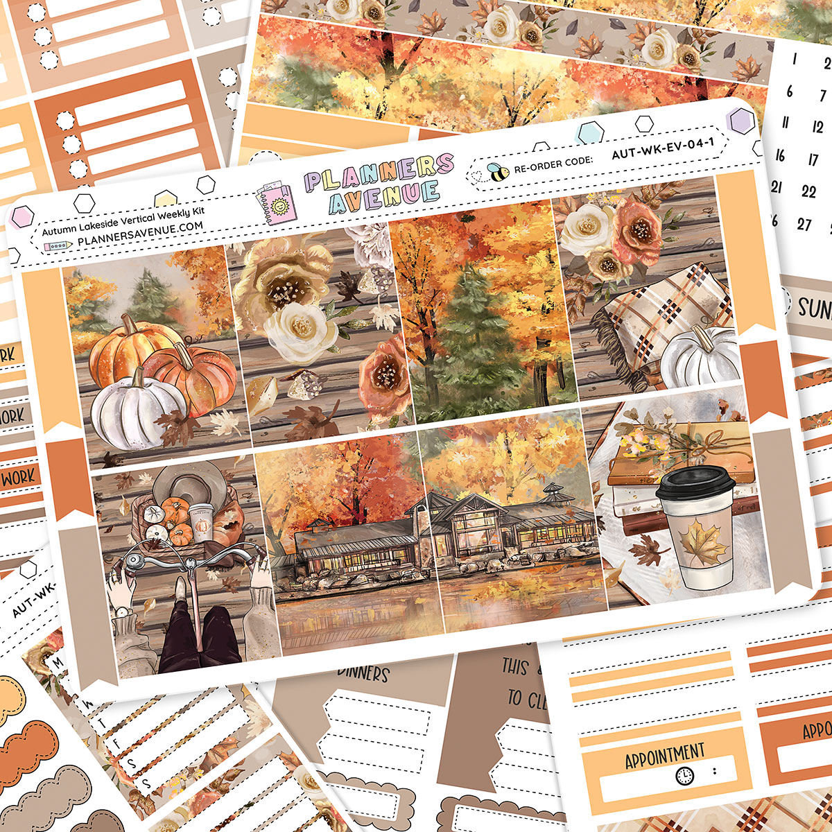 Autumn Lake Vertical Weekly Sticker Foiled Kit