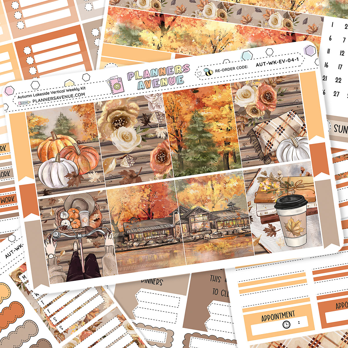Autumn Lake Vertical Weekly Sticker Foiled Kit (ROSE GOLD FOIL)