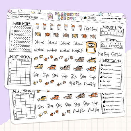 Autumn Lake Fitness Planner Stickers