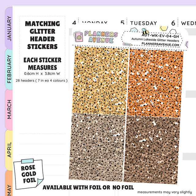 Autumn Lake Glitter Header Planner Stickers