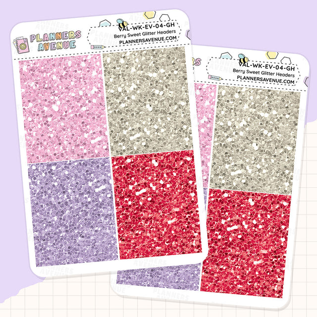 Berry Sweet Glitter Header Planner Stickers