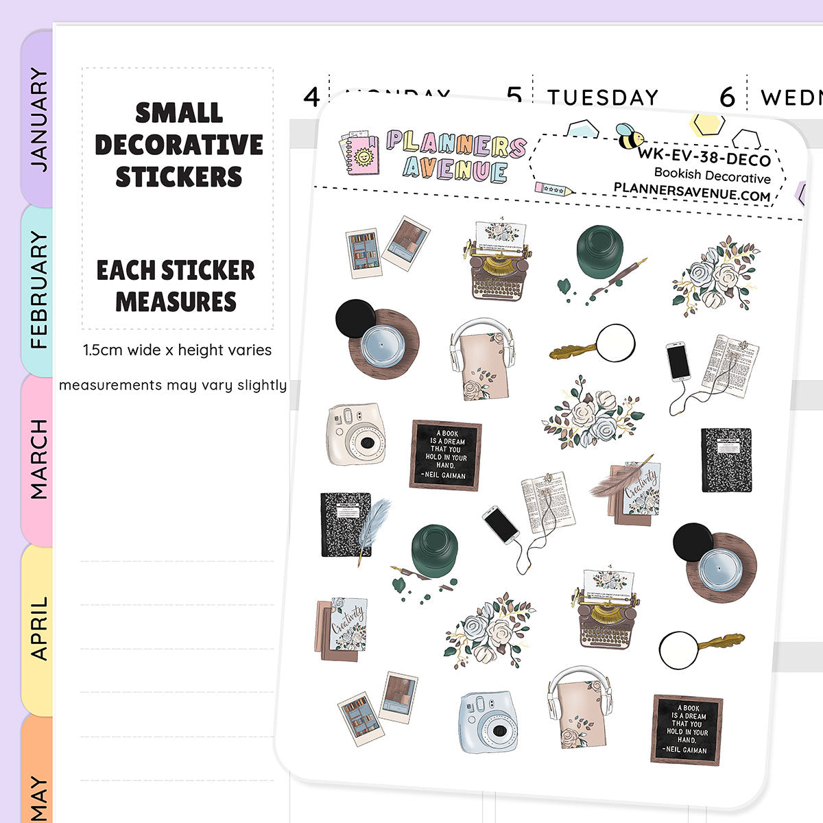 Bookish Small Decorative Planner Sticker