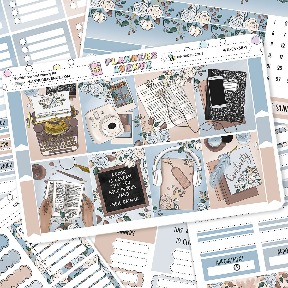 Bookish Vertical Weekly Sticker Foiled Kit