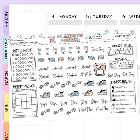 Bookish Fitness Planner Stickers