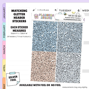 Bookish Glitter Header Planner Stickers