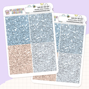 Bookish Glitter Header Planner Stickers