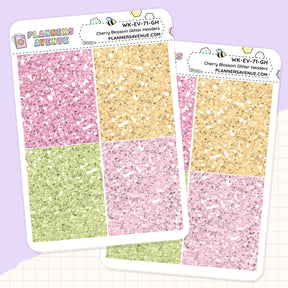 Cherry Blossoms Glitter Header Planner Stickers